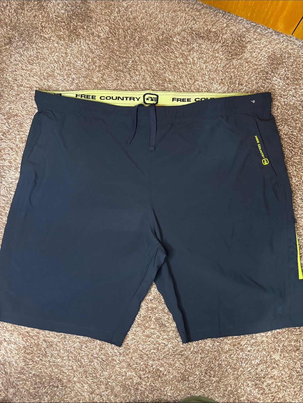 Free Country Navy Performance Shorts with Lime Trim